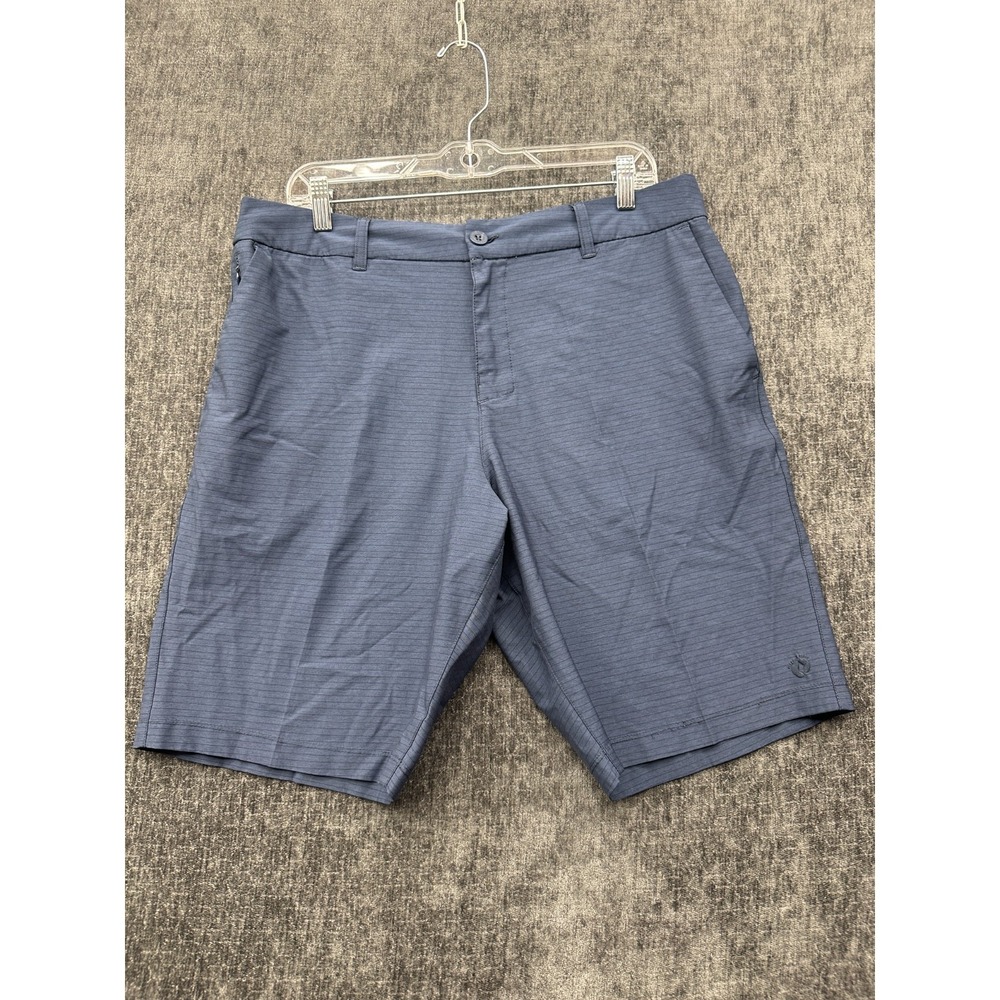 Hang Ten Hybrid Golf Shorts Mens 34 Gray Pinstripes‎ Flat Front Slash Pockets
